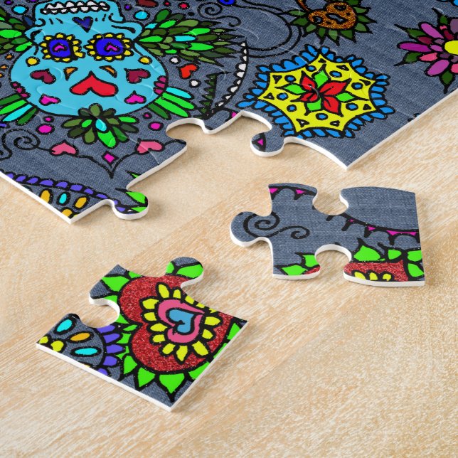 Calaveras coloridas Difícil rompecabezas (Lado)