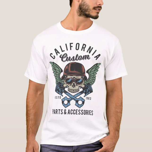 Calaveras con alas de cascos (color) camiseta (Anverso)