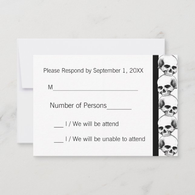 Calaveras con tarjeta RSVP Stripe(Black) (Anverso)