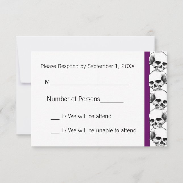Calaveras con tarjeta RSVP Stripe(Purple) (Anverso)