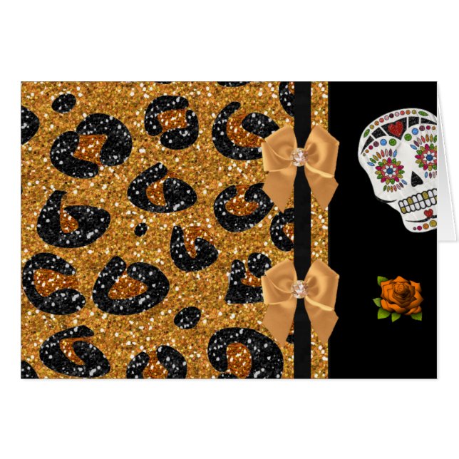 Calaveras de azúcar de la impresión del leopardo d (Anverso (Horizontal))