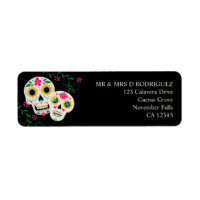 Calaveras de Azúcar Día de Muertos Etiqueta de Dir