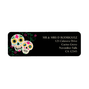 Calaveras de Azúcar Día de Muertos Etiqueta de Dir