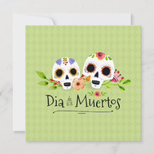 Calaveras de azúcar floral Invitación al Día de Mu