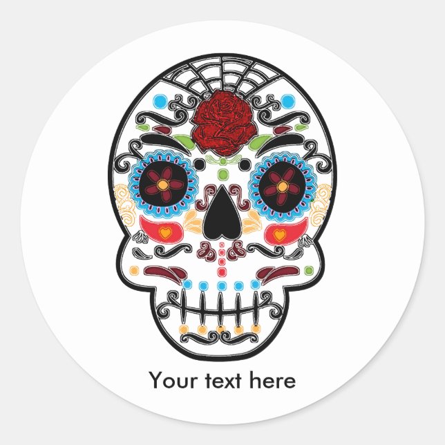 Calaveras de Azúcar Pegatinas para Fiesta de Día d (Anverso)