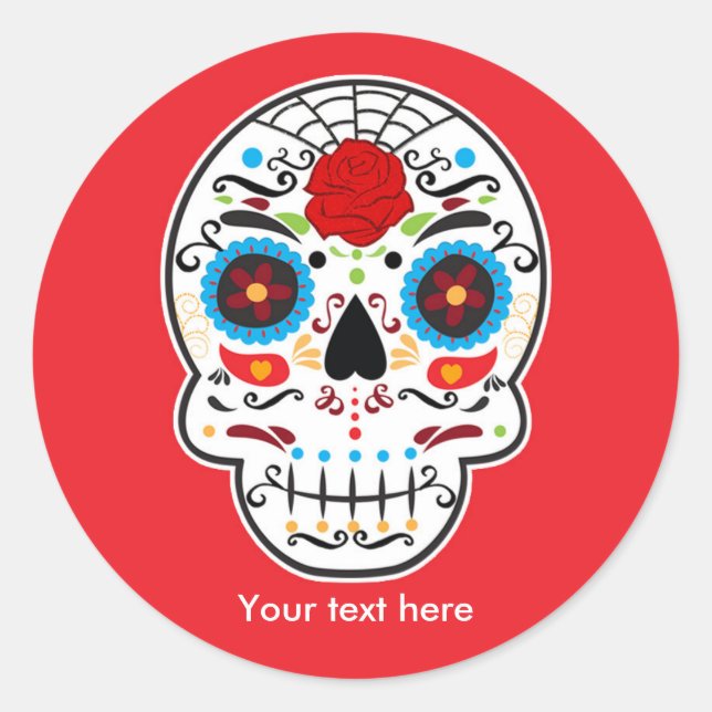 Calaveras de Azúcar Pegatinas para Fiesta de Día d (Anverso)