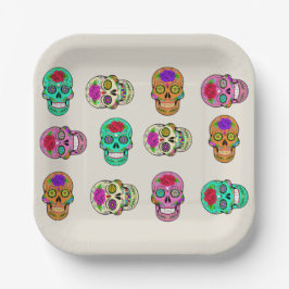 Calaveras de azúcar plato de papel