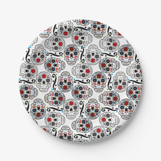 Calaveras de Azúcar Platos para Fiesta de Cumpleañ (Anverso)