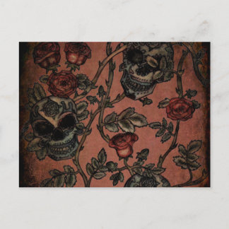 Calaveras de azúcar y tarjeta postal de Rosas