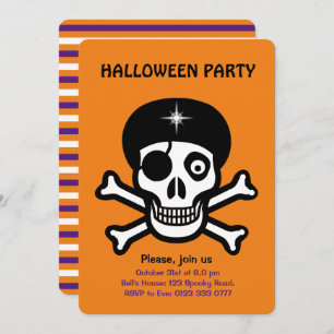 Calaveras de Halloween con invitación del naranja