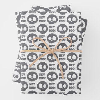 Calaveras de Halloween envolver papel de hoja plan