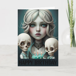 Calaveras de la tarjeta de chica, humor, gótico, e