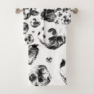Calaveras en negro y blanco Patrón de arte de crán