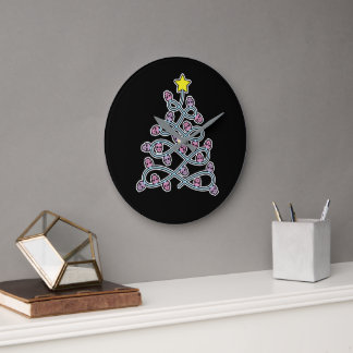 Calaveras góticas reloj de pared de árbol de Navid