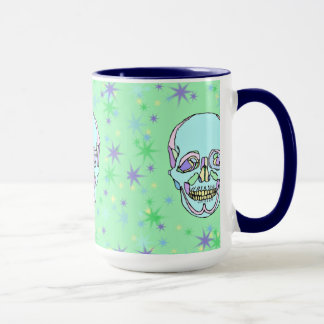 Calaveras pasteles y tazas de café