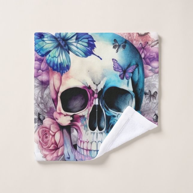 Calaveras, rosas y mariposas (Toallita)