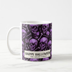 Calaveras rosas y tazas negras de café de Hallowee