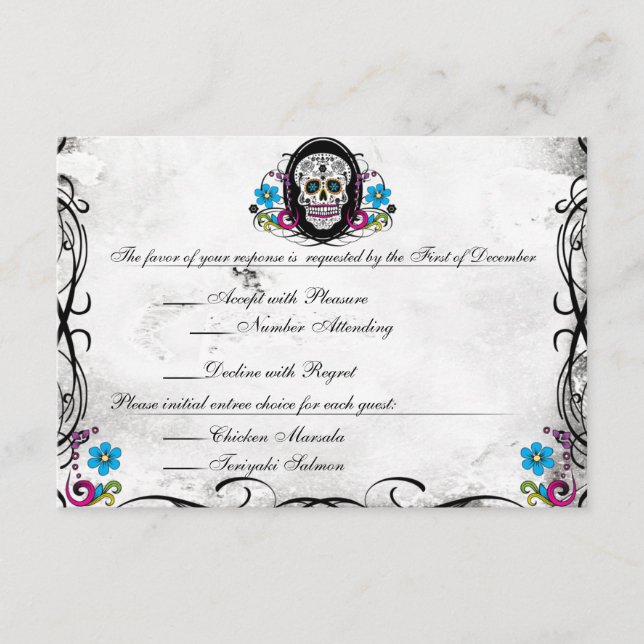Calaveras Sugar Skull & Flourishes Tarjeta de Rece (Anverso)
