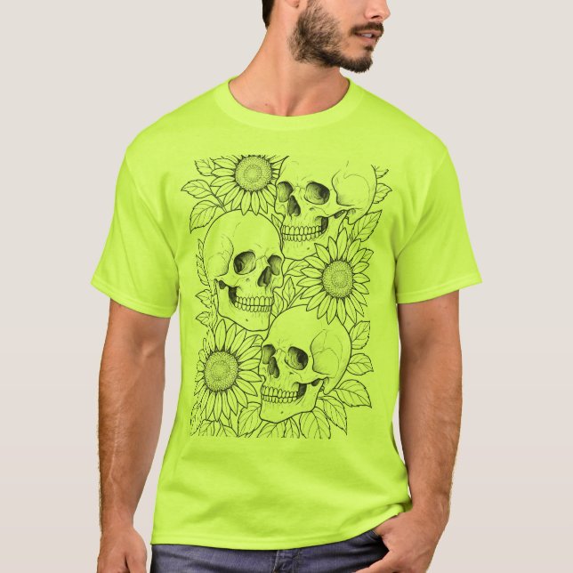 calaveras y girasoles camiseta (Anverso)