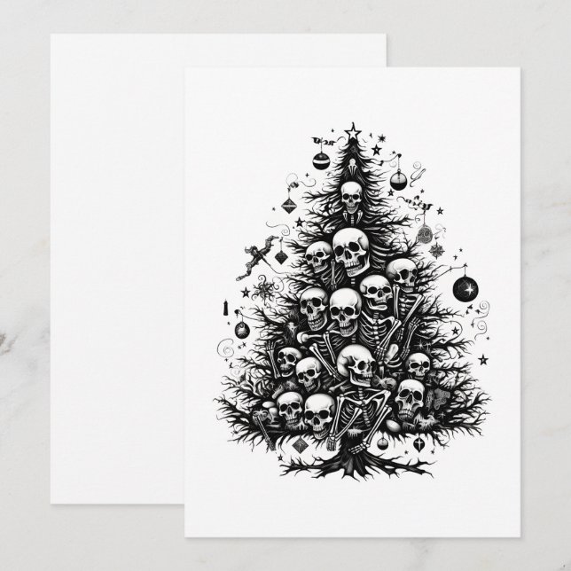 Calaveras y huesos del árbol de Navidad negro (Anverso / Reverso)