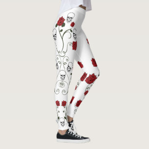 Calaveras y Rosas Leggings - Moda de arte del crán