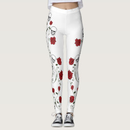 Calaveras y Rosas Leggings - Moda de arte del crán