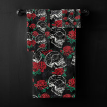Calaveras y rosas rojas | Gótico moderno Glam Grun