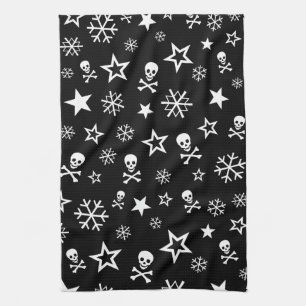 Calaveras y toalla de copos de nieve