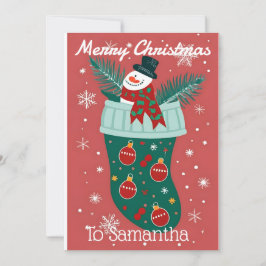 Calcetín de Navidad con un muñeco de nieve