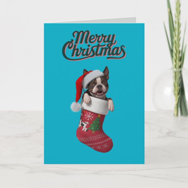 Calcetín de Navidad de Boston Terrier (Anverso)