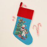 Calcetín Navideño Árbol de Navidad Cute Santa Snowman Elf Penguin<br><div class="desc">El espacio en pie permite añadir texto</div>