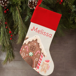 Calcetín Navideño Cute Red Sweet Cookie Gingerbread House