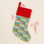 Calcetín Navideño Cute Winter Night Cottage Scene<br><div class="desc">Escena de ciotaje de la noche de invierno con un árbol de Navidad y conejitos, </div>