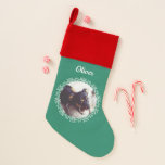 Calcetín Navideño Foto personalizada marco de lujo<br><div class="desc">Diseño personalizado capítulo verde de la foto.</div>