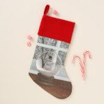 Calcetín Navideño Globe Snowman Snow<br><div class="desc">Globe de nieve visto desde adentro.</div>