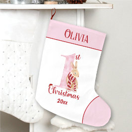 Calcetín Navideño Grande 1.ᵉʳ Navidad Nena Nombra Rosa
