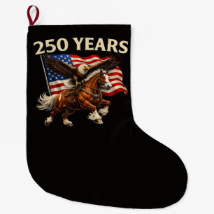 Calcetín Navideño Grande 250 Aniversario Estados Unidos Caballo Occidental 