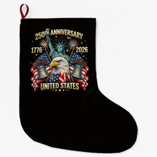 Calcetín Navideño Grande 250 años aniversario americano 1776-2026 bandera d