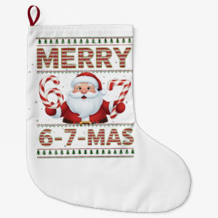 Calcetín Navideño Grande 67 Navidad Alegre 6 7 Más Feo Xmas Seis Siete