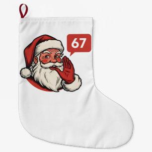Calcetín Navideño Grande 67 Navidad Feliz Seis Siete Rotura Cerebral Santa