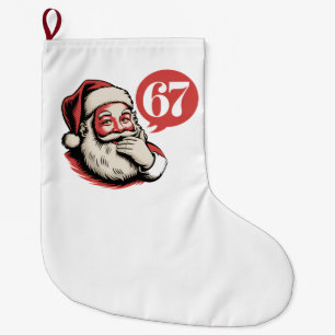 Calcetín Navideño Grande 6 7 Navidad Seis Siete Brainrot Papá Noel