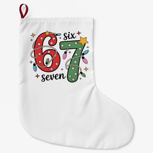 Calcetín Navideño Grande 6 7 Six Seven Hand Gen Z Alpha Meme Slang Xmas  (Anverso)