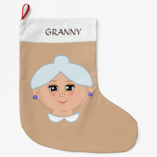 Calcetín Navideño Grande Abuela en Beige