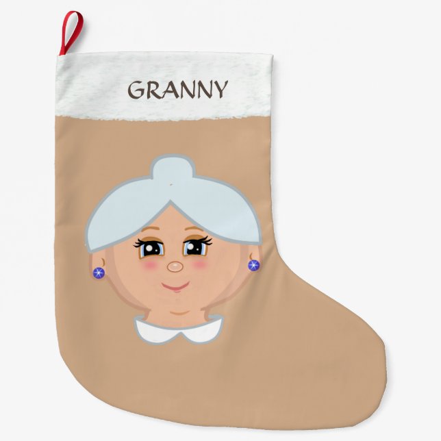 Calcetín Navideño Grande Abuela en Beige (Anverso)