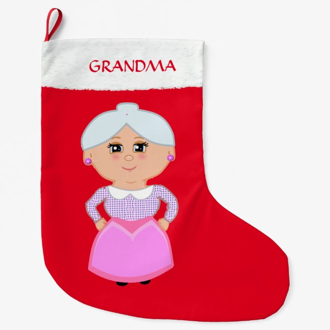 Calcetín Navideño Grande Abuela en rojo (Anverso)