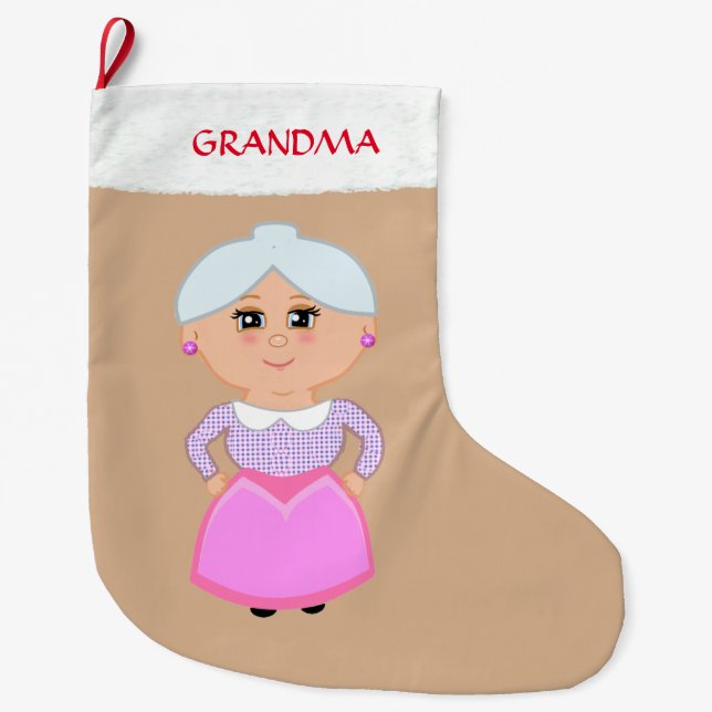 Calcetín Navideño Grande Abuela sobre beige (Anverso)