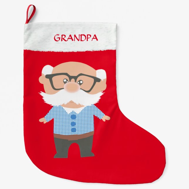 Calcetín Navideño Grande Abuelo en rojo (Anverso)