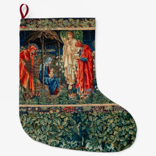 Calcetín Navideño Grande ADORACIÓN DE MAGI Morris, Navidades de Burne-Jone