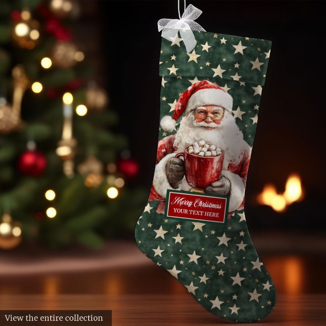 Calcetín Navideño Grande Agradable Santa Clásica con tu nombre (Lovely Classic Santa Stocking with Your Name)