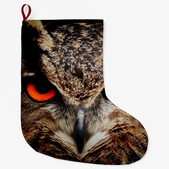 Calcetín Navideño Grande águila de los ojos de ave de búho (Anverso)